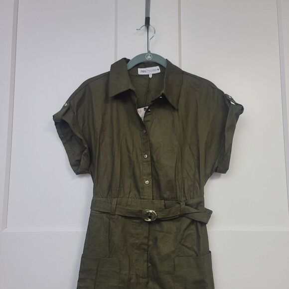 Zara Linen Blend Mini Shirt Dress, XS - Picture 6 of 10